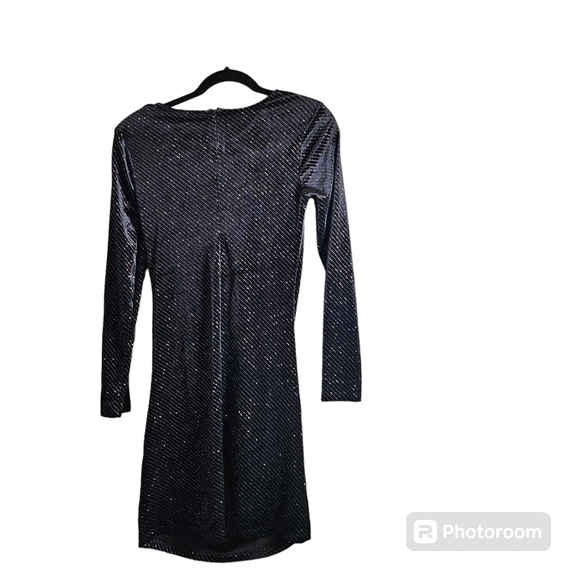 Lea and Viola black metallic front knot dress size medium new with tags - Picture 2 of 7